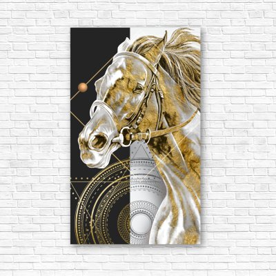 модульные картины Конь в золотом блеске