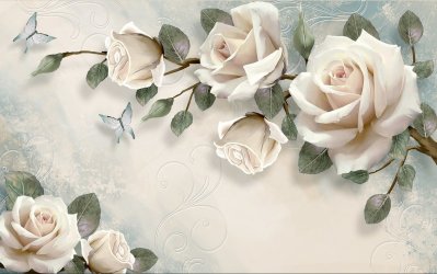 фотообои Объемные светлые розы