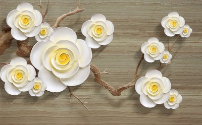 фотообои Ветка с белыми розами