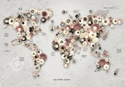 фотообои Карта мира из цветов