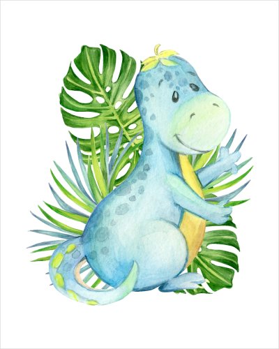 постеры Динозаврик акварель