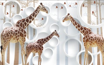 фотообои Жирафы на объемном фоне