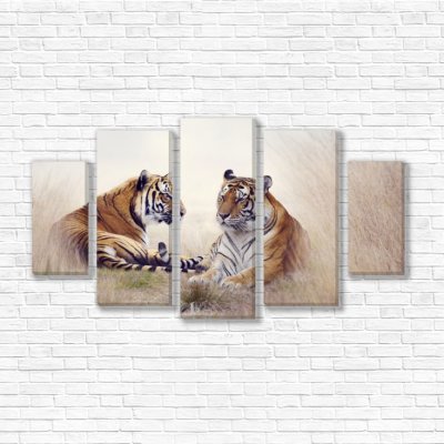 модульные картины Тигры в поле